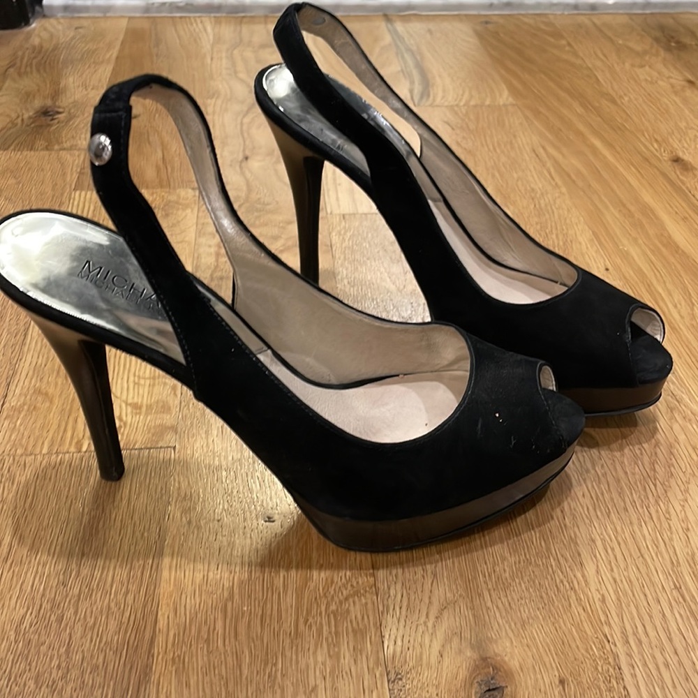 Michael Kors Black suede sling backs